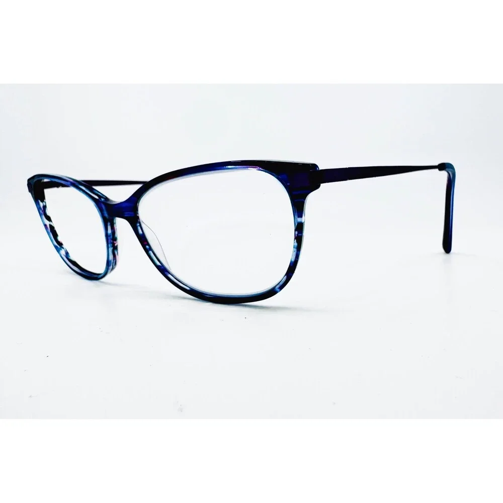 EasyClip Eyeglasses Frames Women Blue Purple Cat Eye 51-16-135